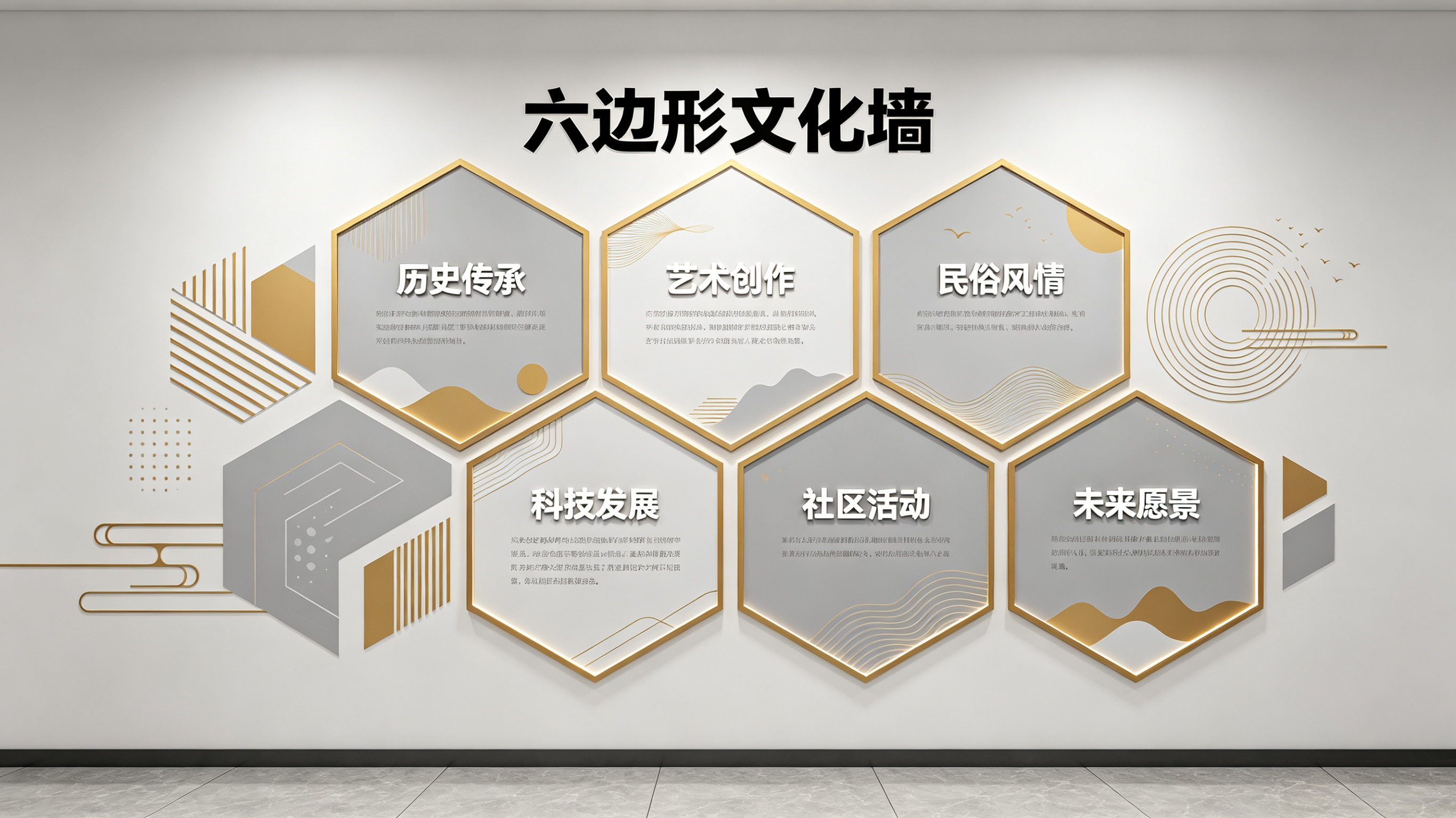 乾县企业文化墙 | 六边形信息美学
